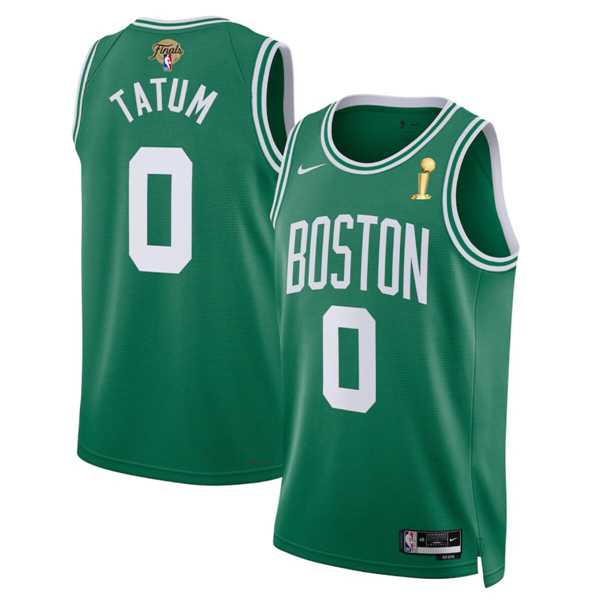 Mens Boston Celtics #0 Jayson Tatum Green 2024 Finals Champions Icon Edition Stitched Baseball Jersey Dzhi
